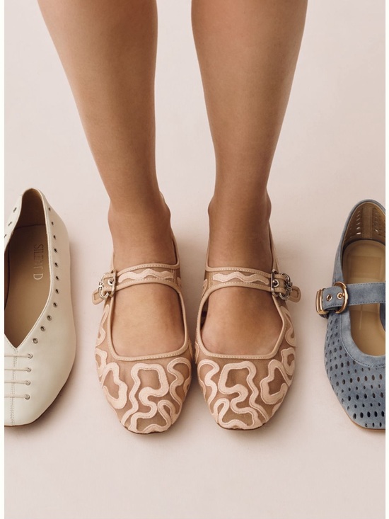 Sam Edelman Shoes - Sam Edelman Beige Embroidered Mary Jane Flats